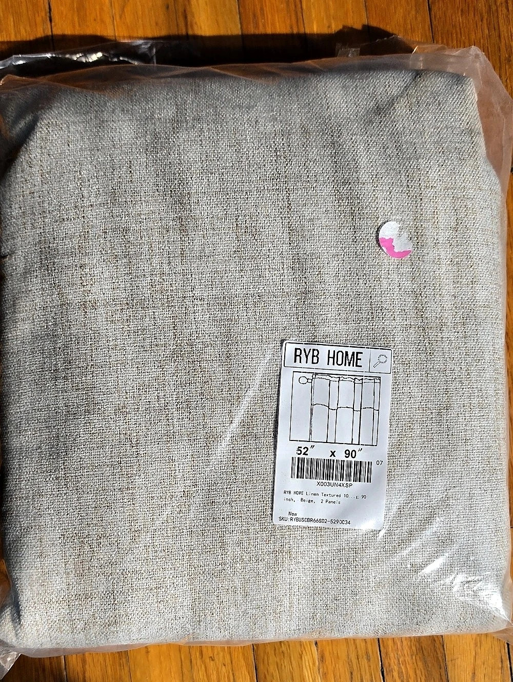 RYB HOME Linen Textured 2 Panels Beige Textured Curtain Panels 52" x 90" NWT